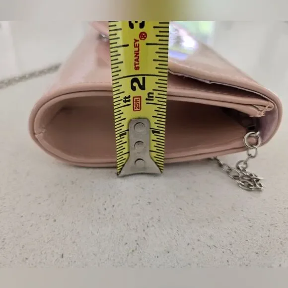 Elegant Pink Clutch with Silver Chain - Picture 12 of 15